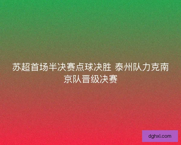 苏超首场半决赛点球决胜 泰州队力克南京队晋级决赛