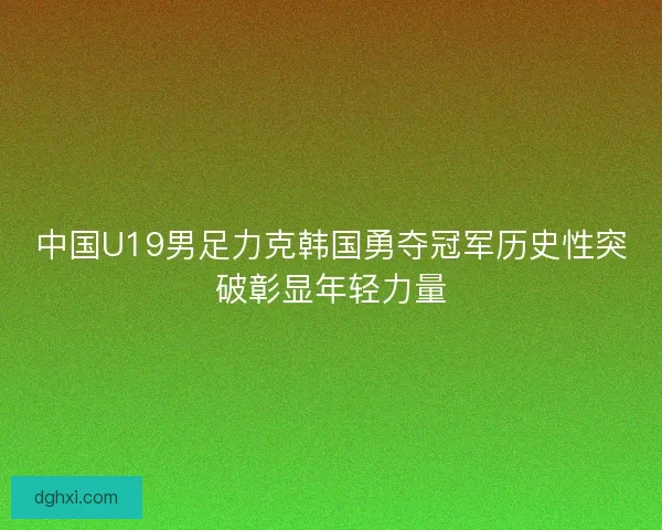 中国U19男足力克韩国勇夺冠军历史性突破彰显年轻力量