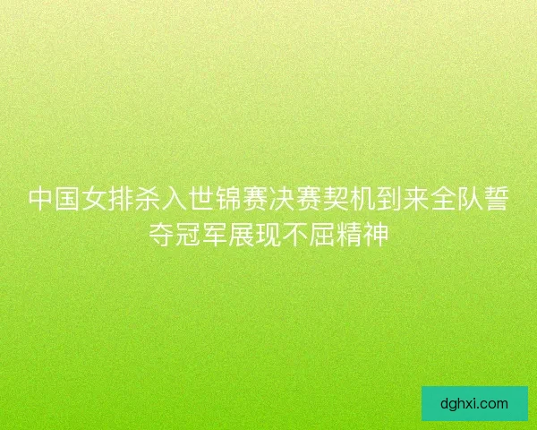 中国女排杀入世锦赛决赛契机到来全队誓夺冠军展现不屈精神 中国女排杀入世锦赛决赛契机到来全队誓夺冠军展现不屈精神